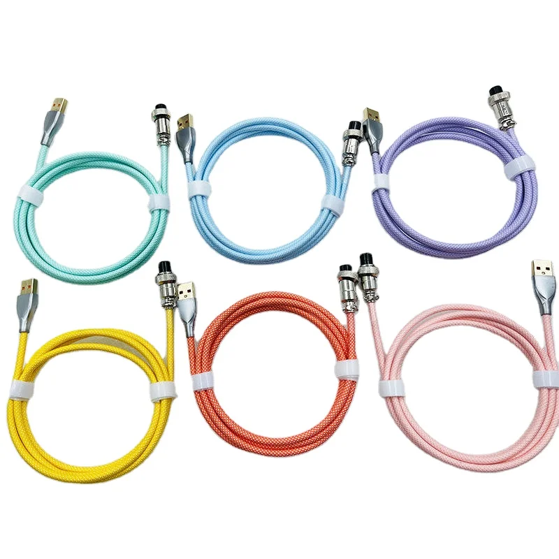 Custom Gaming Keyboard Mechanical Cable Usb C Coiled Mechanical Keyboard Cable Aviation Spring Double Sleeve Coiled Usb C Cable
