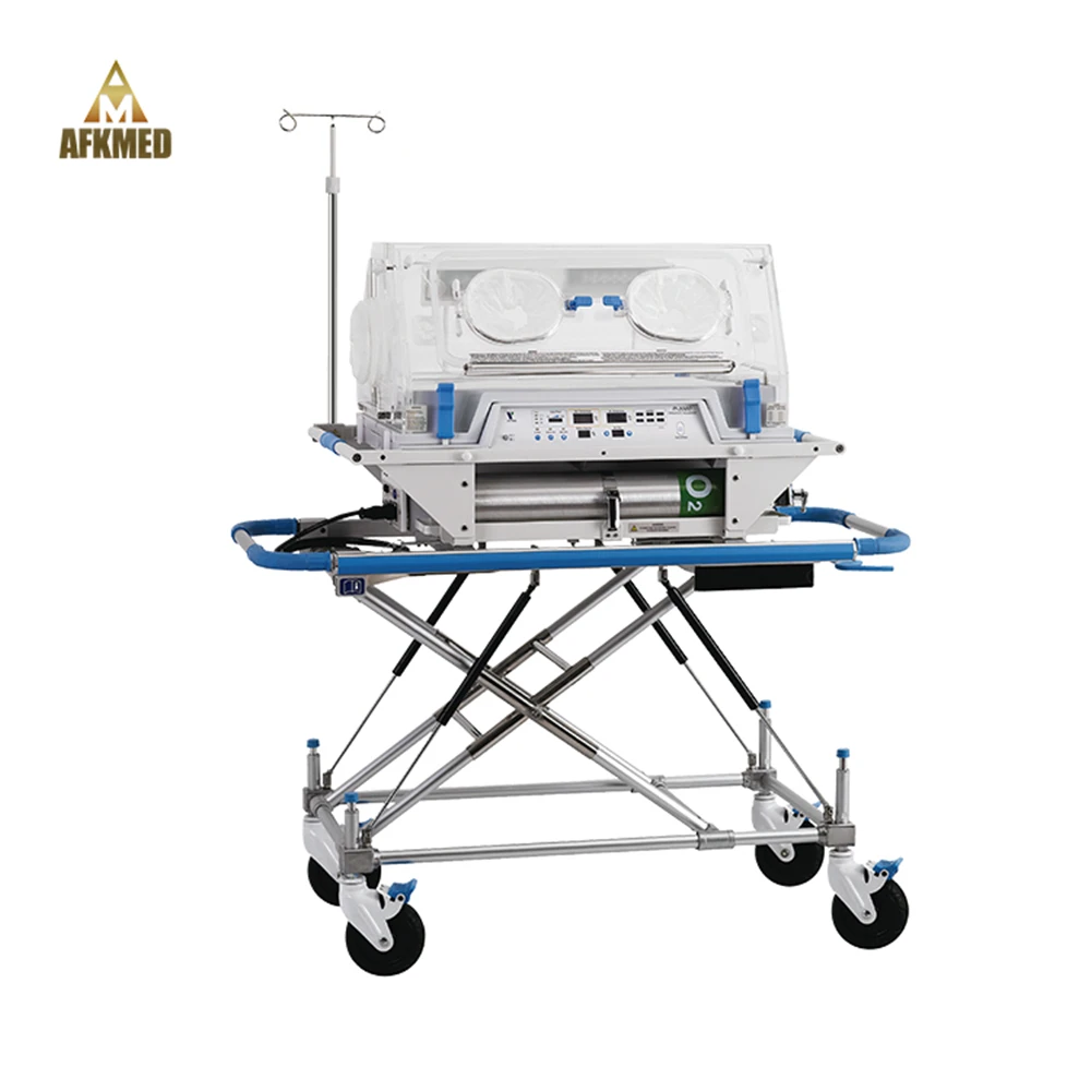 Mobile Portable Neonatal Monitoring System Newborn Infant Baby Incubator Warmer with shock absorption trolley