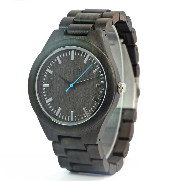 Classic Mens Watch Black Wood Reloj Current Luxury Wooden Band Private Label Wristwatches