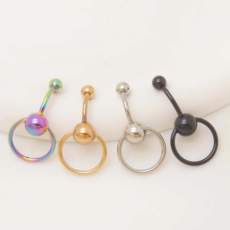 Gold Plated Bar Stainless Steel Belly Bottom Body Piercing Ring Banana Bell  Navel Tattoo Crystal Body Jewelry  Factory