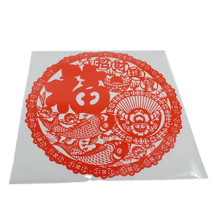 Custom Printing Waterproof CNY Paper Cutting Window Decorative Transparent Static Cling Sticker