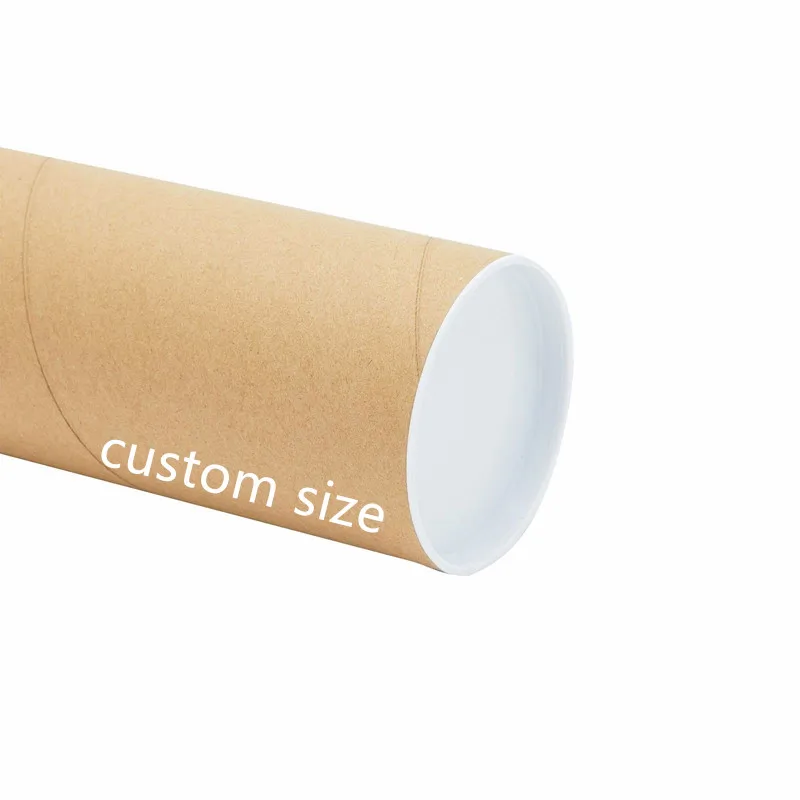 Logo Printed Custom Heavy Duty Kraft Mailing Tubes,Cardboard Shipping Tubes With Cardboard End Cap