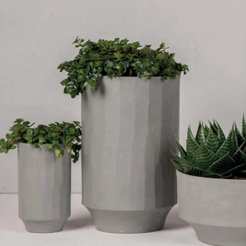 New modern design white and light grey colored clay ceramic planters for indoor decor