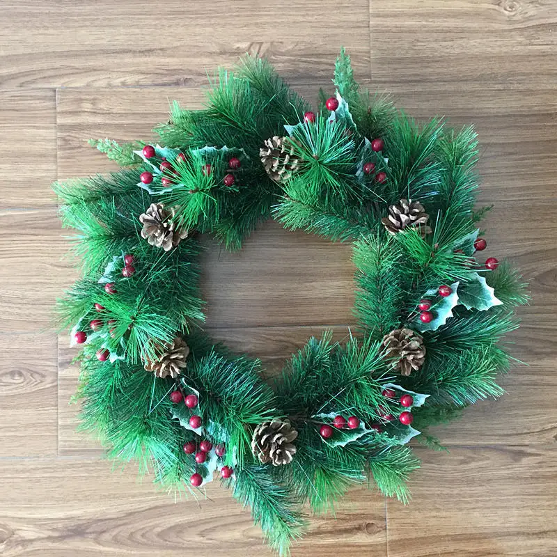 20 'Red and Gold Christmas Wreath for Plastic Mercury Ornaments Pine Cones Faux Berries Premium Pine Branches Cedar Ring