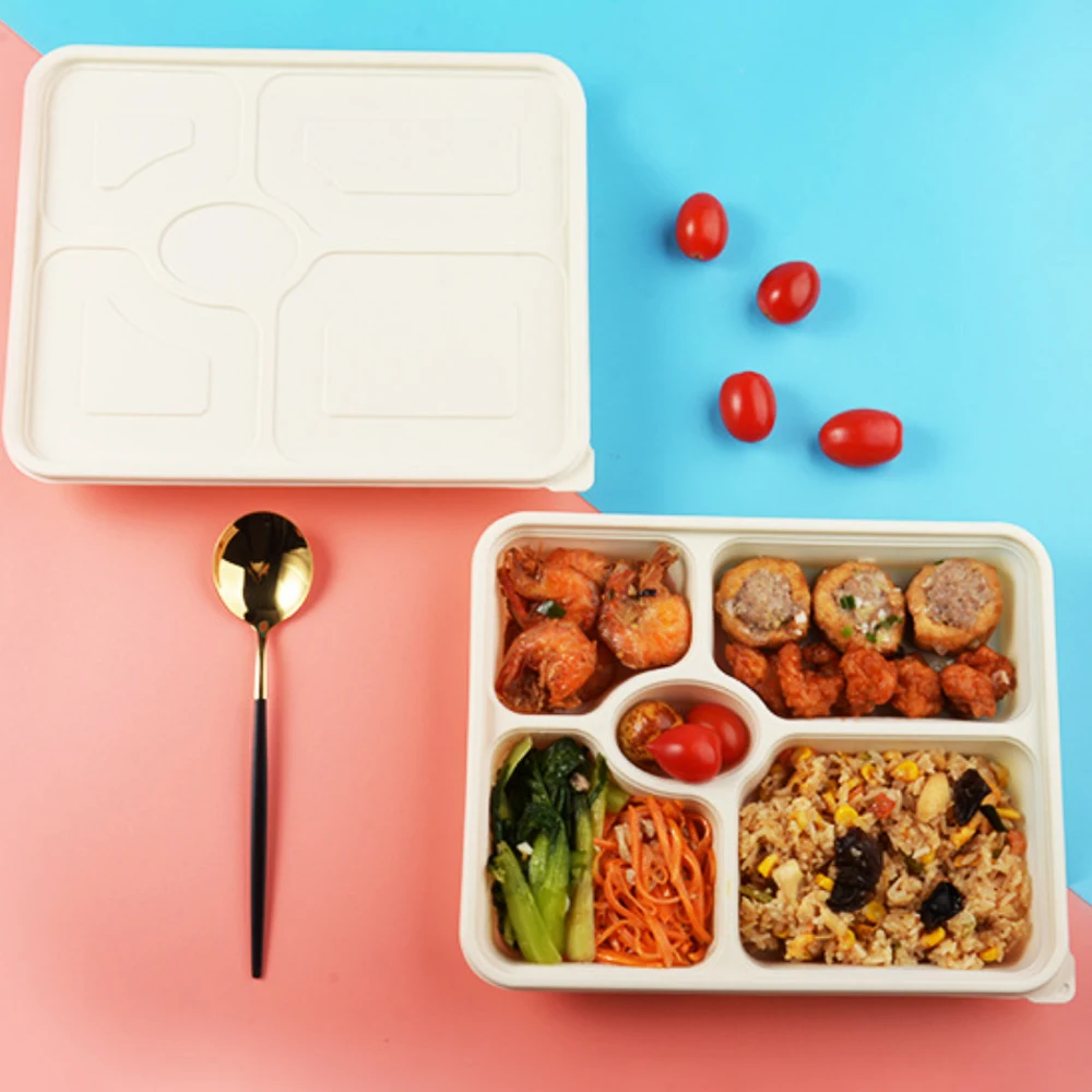 Newest Hot Sale Food Grade Cornstarch Lunch Box Disposable Take Out Packaging Environmentally Friendly Meal Food Box Cake Box KS