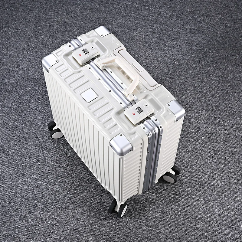Unisex 18-Inch Small Boarding Trolley Case Lightweight Aluminum Frame Student Suitcase Spinner Caster ABS Material Airplane Use