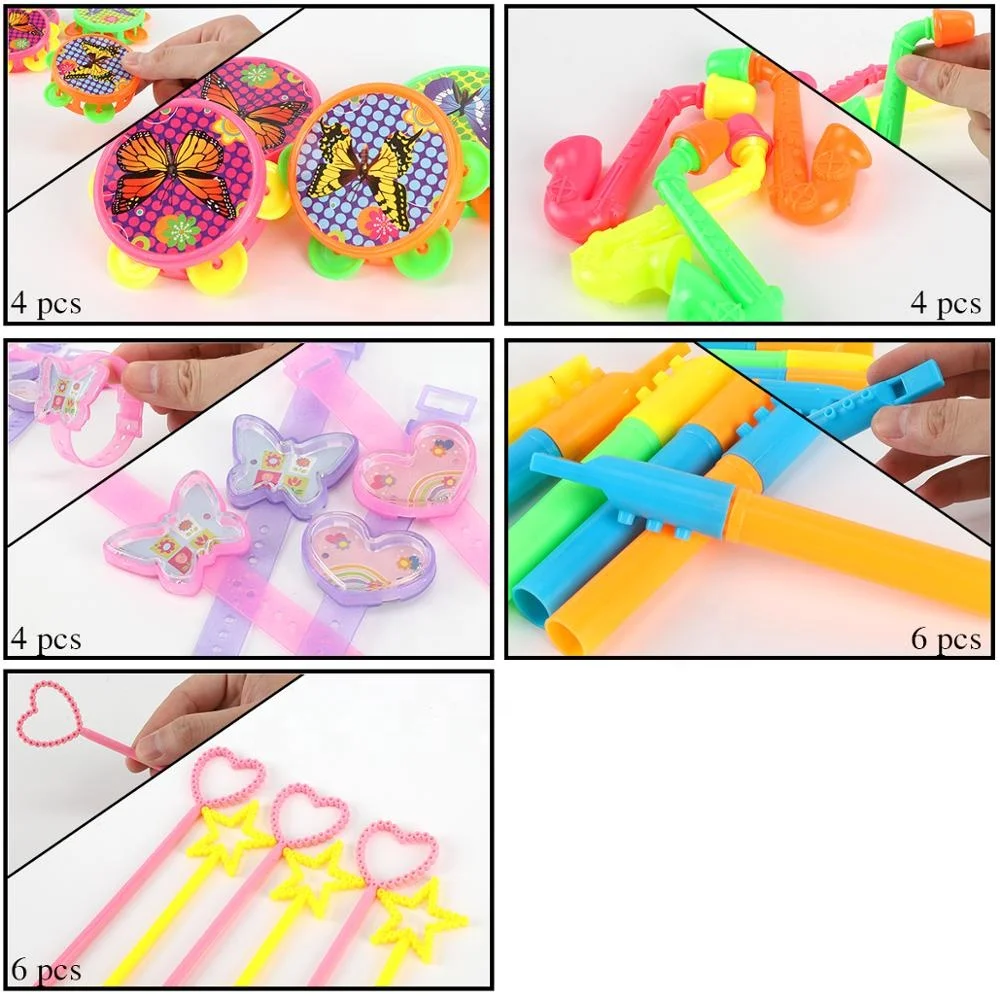 131pcs Assorted Toys Stamps Whistle Treasure Box Prizes Novelty BR Toys 3+ Birthday Party Favors Bag Fillers Carnival for Kids