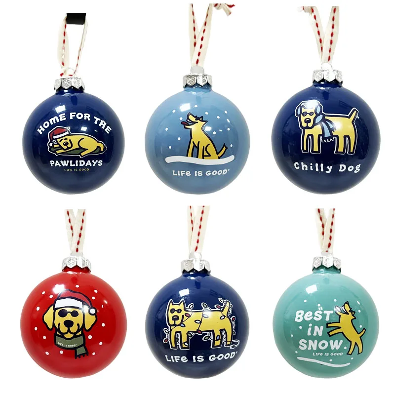 Оптовая продажа рождественские украшения цветной шар персонализированная подвеска на елке декоративные пластиковые шары