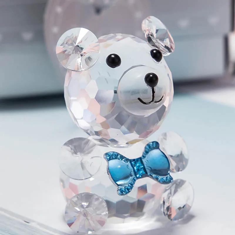 Ywbeyond Crystal Teddy Bear Figurines Ornaments Baby Christening Gifts for Boy girl Baby Shower Souvenirs