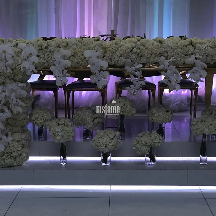 MSFAME Arch Stand Artificial Flowers Table Runner Wedding Flower Centerpiece