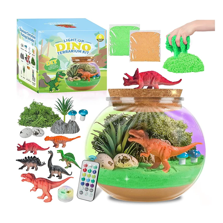 New Designs DIY Terrarium Night Light Kit for Kids Dinosaur World Terrarium Arts and Crafts Kit for  Children