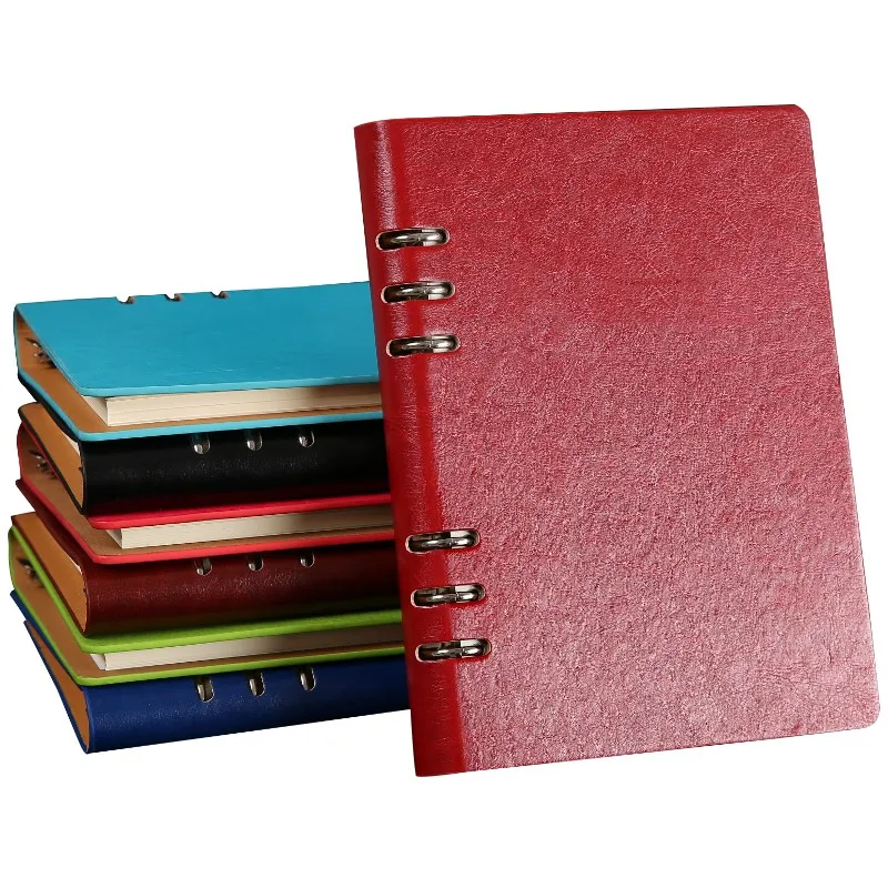 New Style B5 Notebook Wholesale Custom Logo Pu Leather Notepad Cover 6 Ring Loose Leaf Refillable Notebook With Leather Buckles
