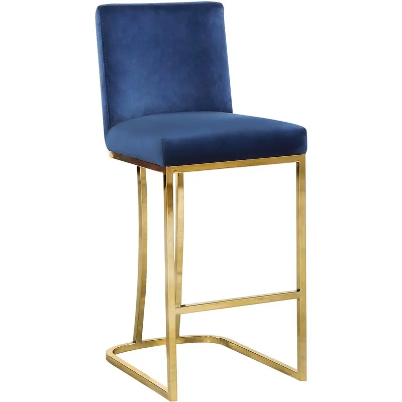 Amazon Best Selling Wholesale Cheap Price Gold Metal Standing Velvet Stool Bar Chair For Home Decor