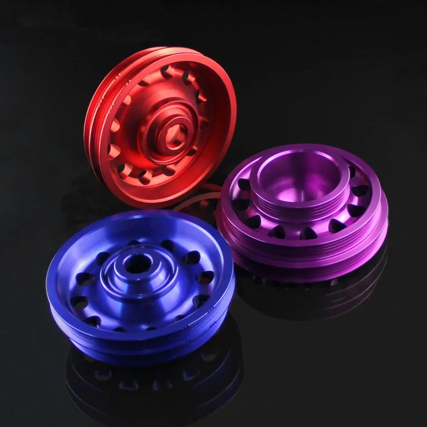 Racing Light Weight Aluminum Crankshaft Pulley OEM Size for 92-95 Civic SOHC D16 Red / Purple / Blue