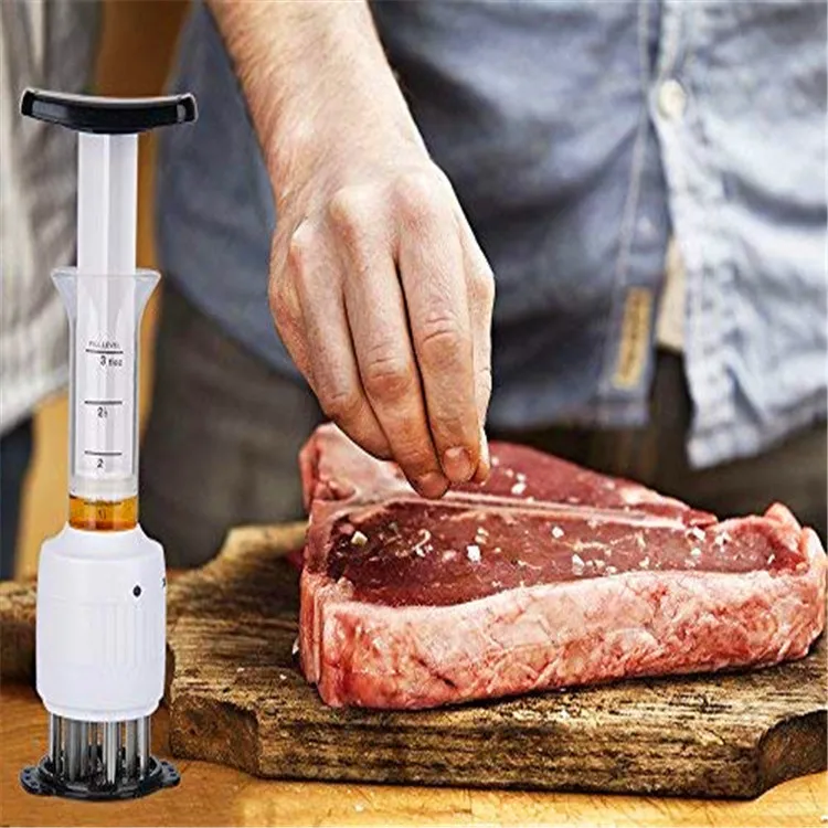 304 Stainless Steel Kitchen Tool 2 in 1 Meat Tenderizer Needle 3 Pinholes Meat Tenderizer Injector