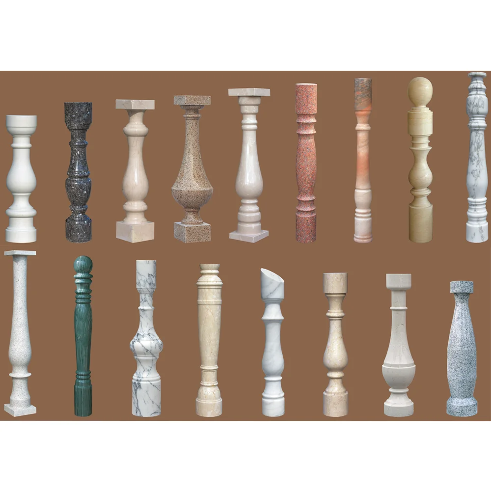 Granite stone railing post, stone baluster railing, granite baluster