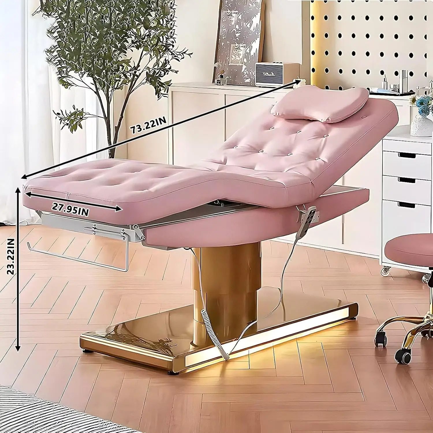 Dual USB Socket Intelligent One-Button Lifting Heat Electric Therapy Spa Medical Treatment Massage Table Facial Beauty lash Bed