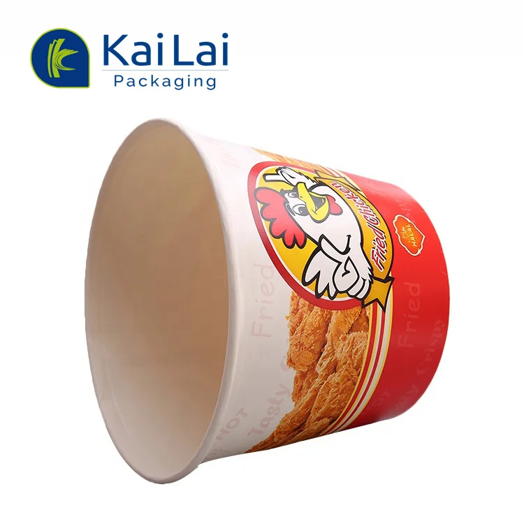 Custom Paper 85 165 oz Bucket Take Away Food packaging popcorn tubs disposable paper Container Fried Chicken bucket