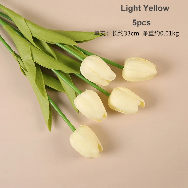 5 Pieces Real touch Faux flowers PU 33cm 13 inch indoor Plant Home Decorative Artificial Tulip Desktop Decor Flowers for Wedding