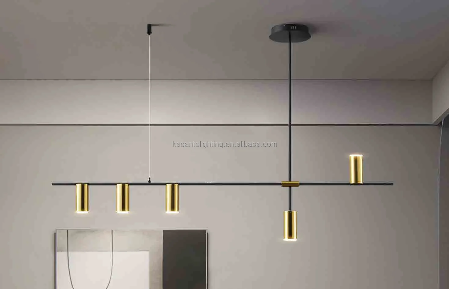 Modern Long Pole Aluminum Pendant Lights Gold Spotlight Design Kitchen Island Dining Table Living Room Office-AC Power Source
