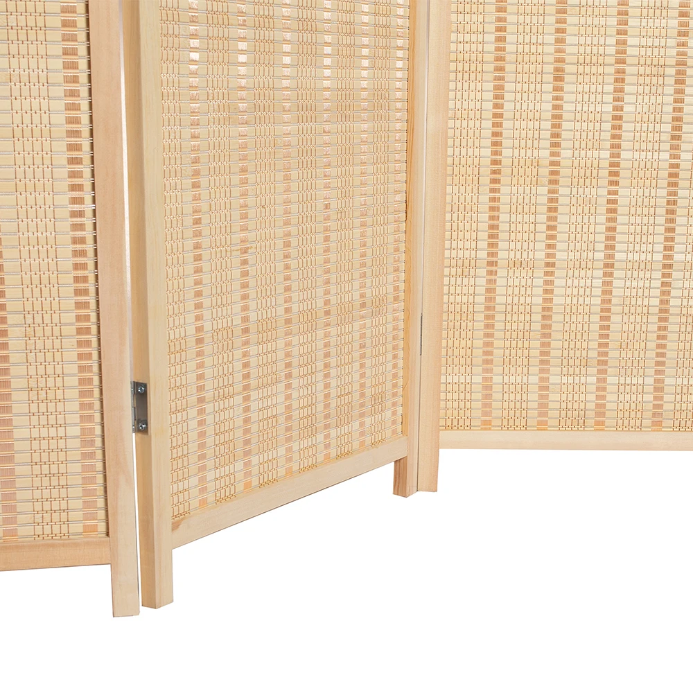 China factory supply natural woven wooden room divider furniture screen 4 panel for bedroom