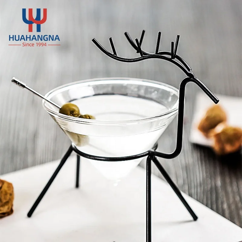 Unique Wholesale 160ml 5oz Martini Glasses Creative Special Deer Shape Crystal Cocktail Glass For Gin Mojito Juice