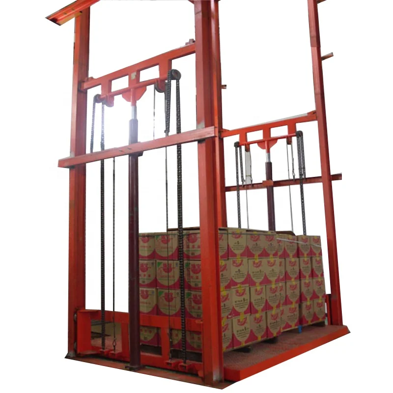 Cheap hydraulic leading-rail cargo lift platform made as requirements