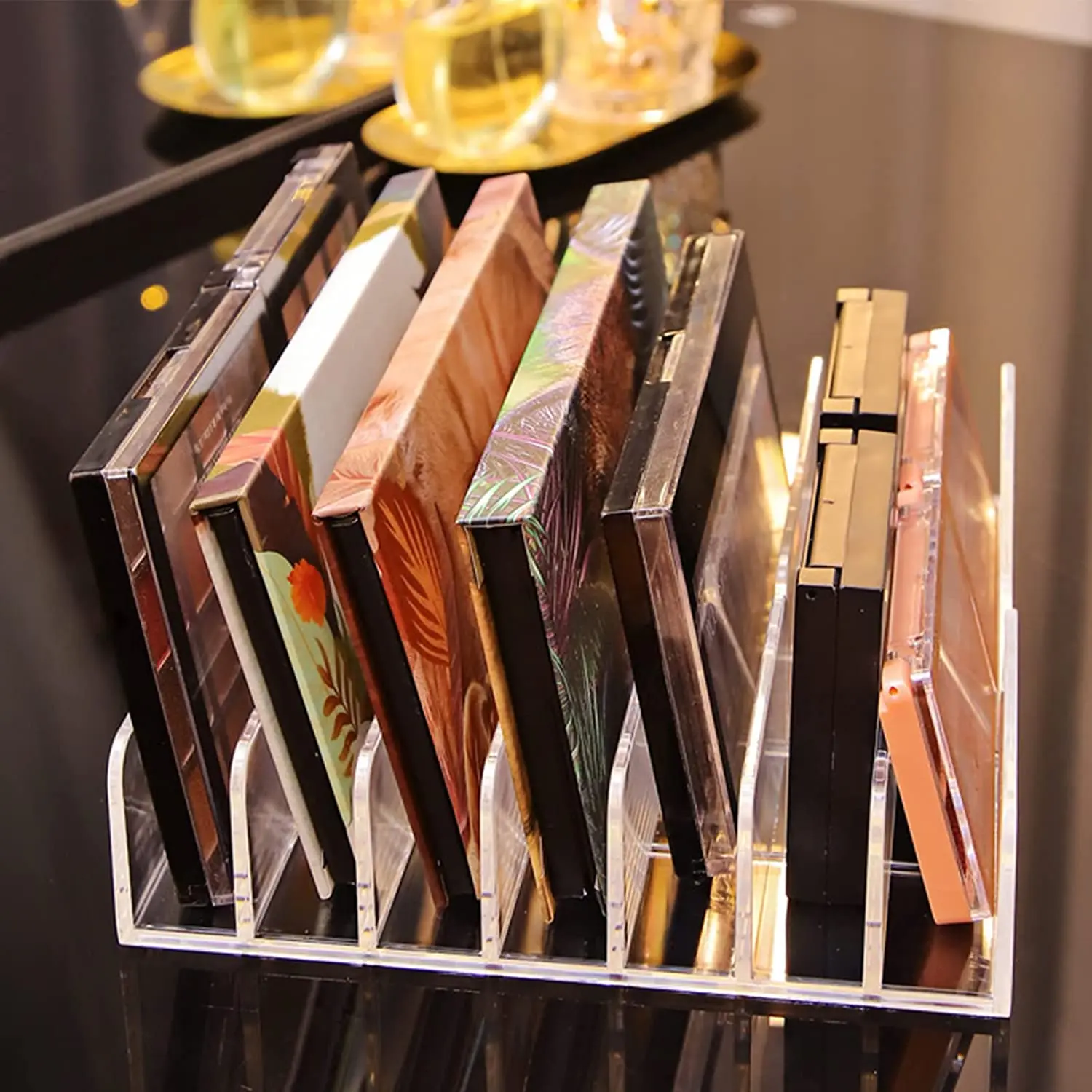 Crystal Clear Acrylic Makeup Box Drawer Makeup Divider Acrylic Eyeshadow Disc Blush Palette Storage Rack Makeup Tray