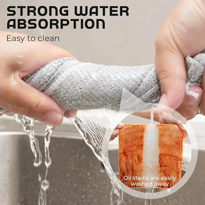 2024 New Multipurpose Wire Dishwashing Rags Double Layer Wire Cleaning Cloths for Wet and Dry Metal Scrubbing Pads