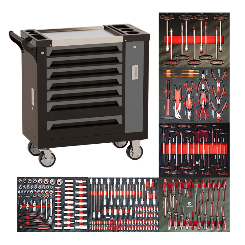 Heavy Duty Metal Material Steel Tool Chest 7 Drawers Handheld Tool Storage Cabinet Cart Trolley