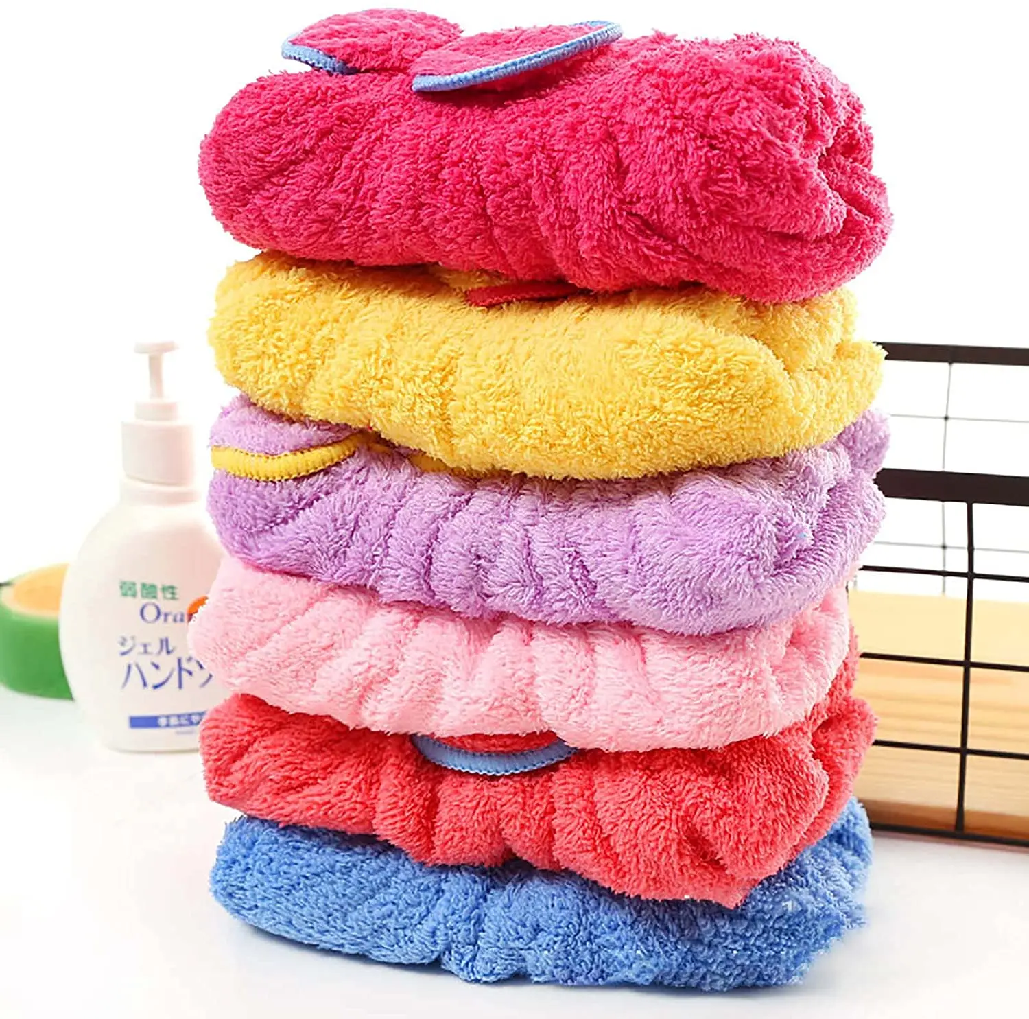 Custom Personalized SPA Women's Super Absorbent Quick Dry Soft Magic Turban Towel With Buttons Twist Wrap Microfiber Hair Towel
