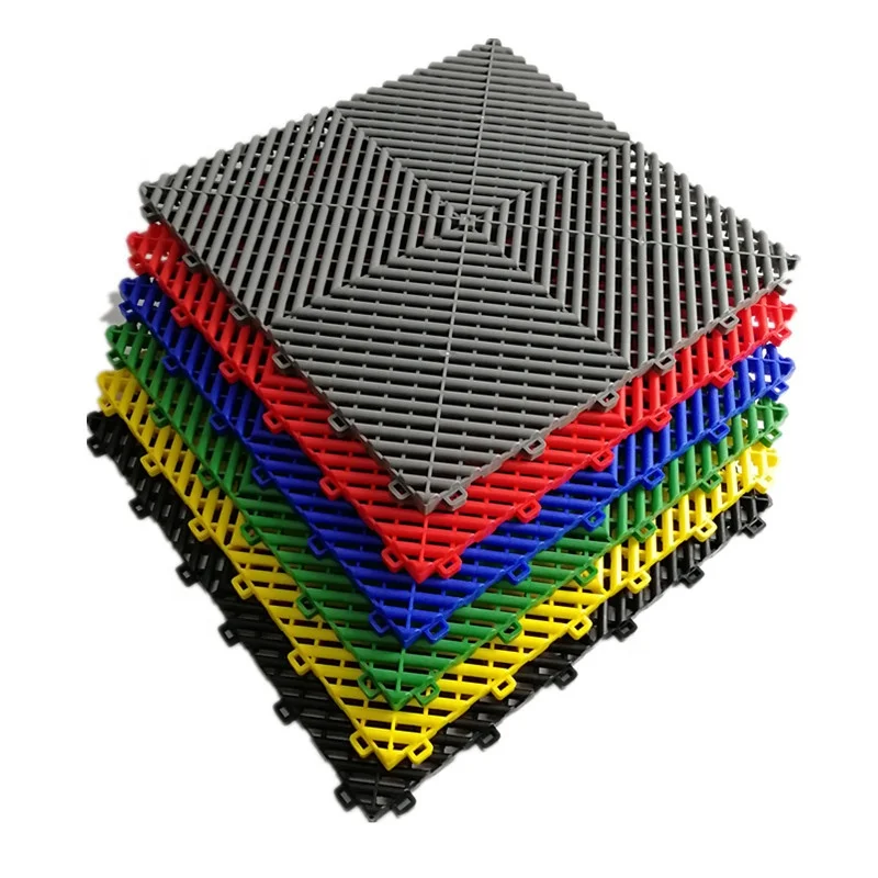 Легко очищаемые напольные плитки из ПВХ, модульная блокирующая Подушка, противоскользящий дренаж, блокирующие гаражные Напольные Плитки для склада