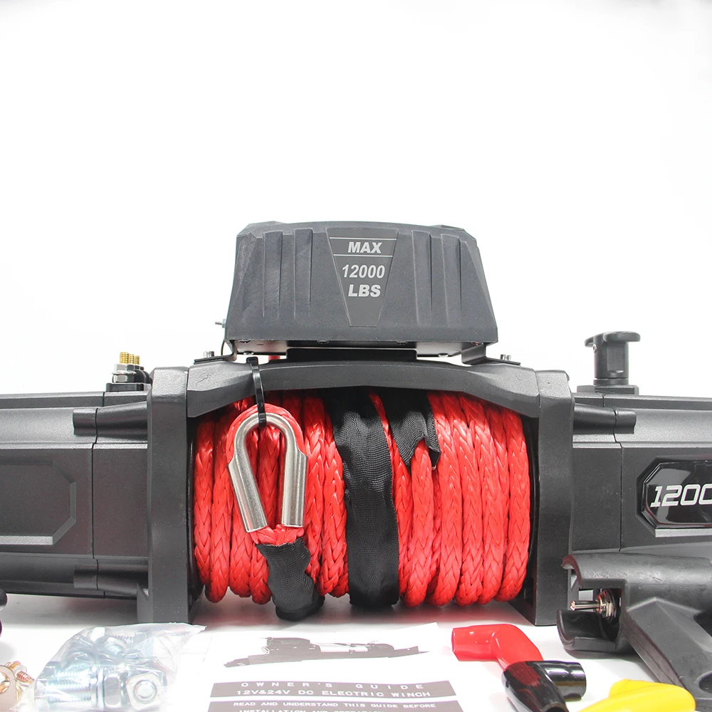 DAO 12v and 24 volt 12000lbs-13000lbs electric winch with red rope for sale
