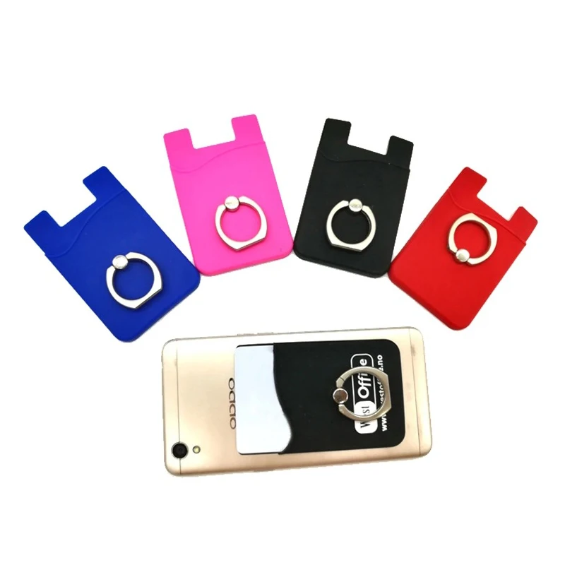 Rubber Silicone Phone Card Holder OEM Silicone Wallet with O-ring Mobile Id Adhesive Custom Business 3-5 Days with Custom Logo