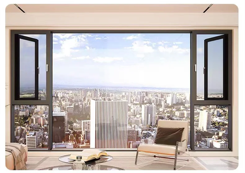 Aluminum Casement Window Simple Design Cheap Price Broken Bridge Aluminum Directly Factory Stainless Steel Glass