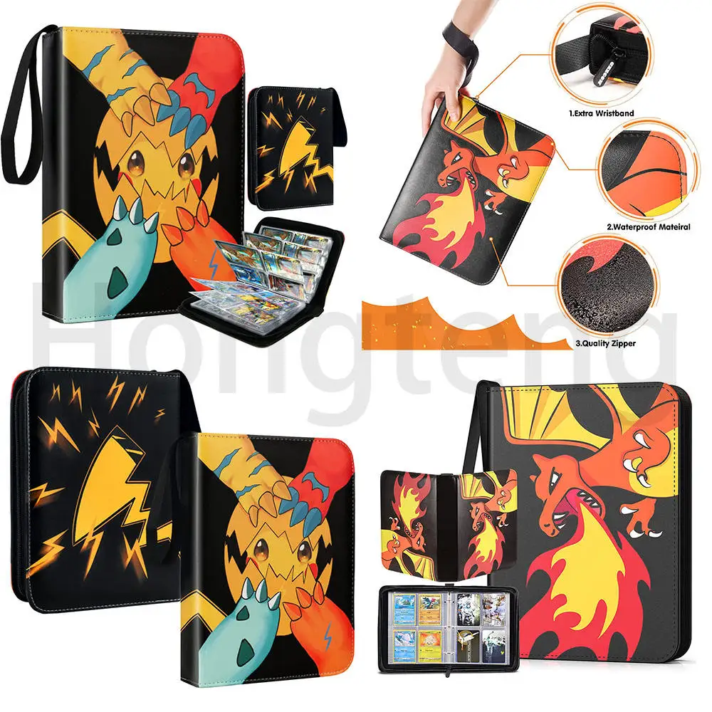 Hot Selling Pu Leather 4 9 Pocket Collection Map 400 900 P-oke-mon Verzamelmap Trading Card Album With Sleeves