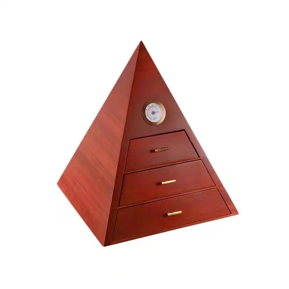 2024 High Quality Modern Safe Leather Cigar Holder Travel Case Wood Cigar Humidor With Hinged Lid Custom