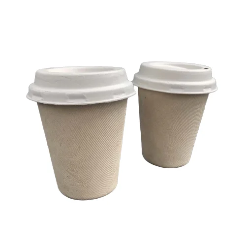 Disposable biodegradable eco friendly sugarcane bagasse natural cup with lid