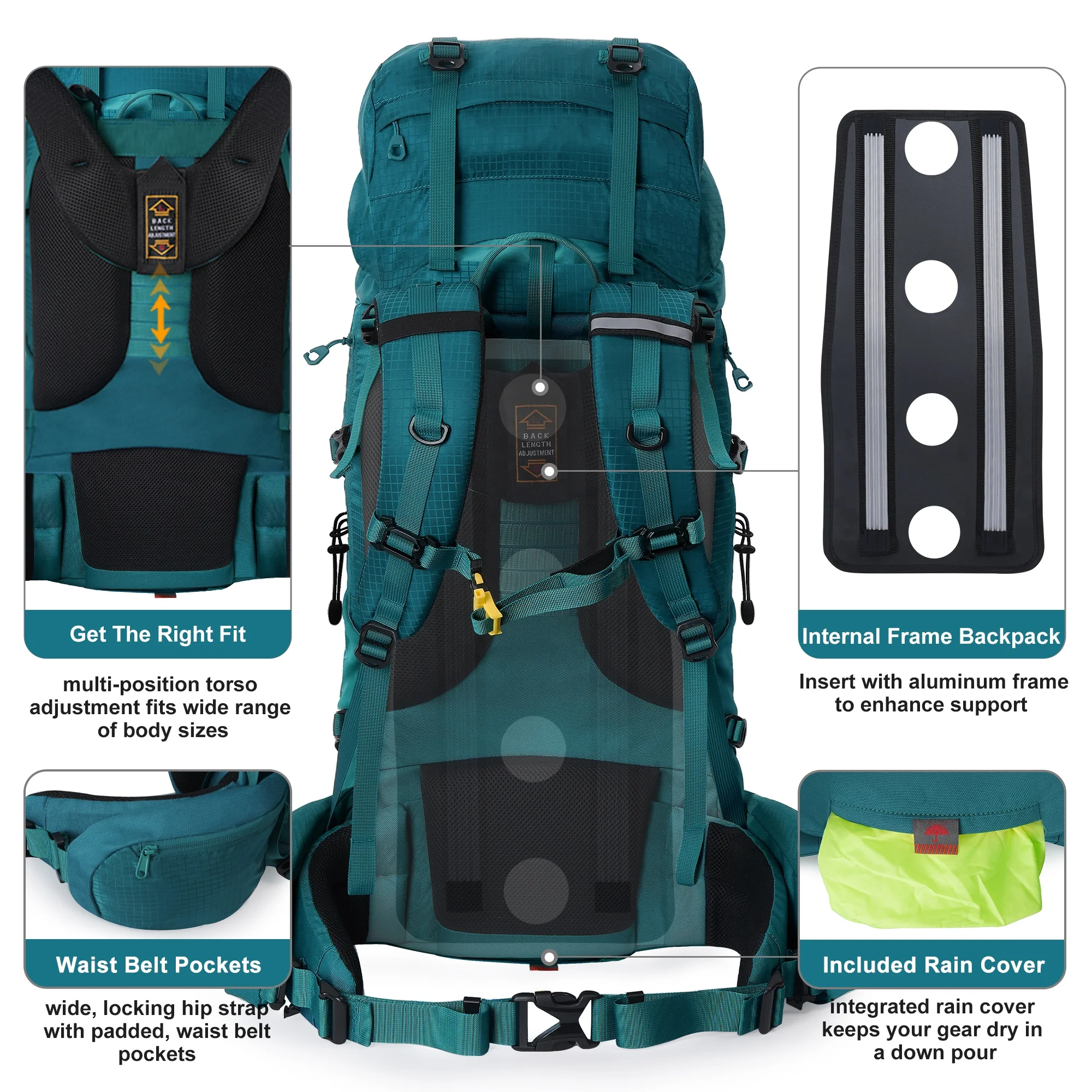 Wholesale mountaineering bag large capacity 70L nylon outdoor backpack travel bag can hold trekking poles