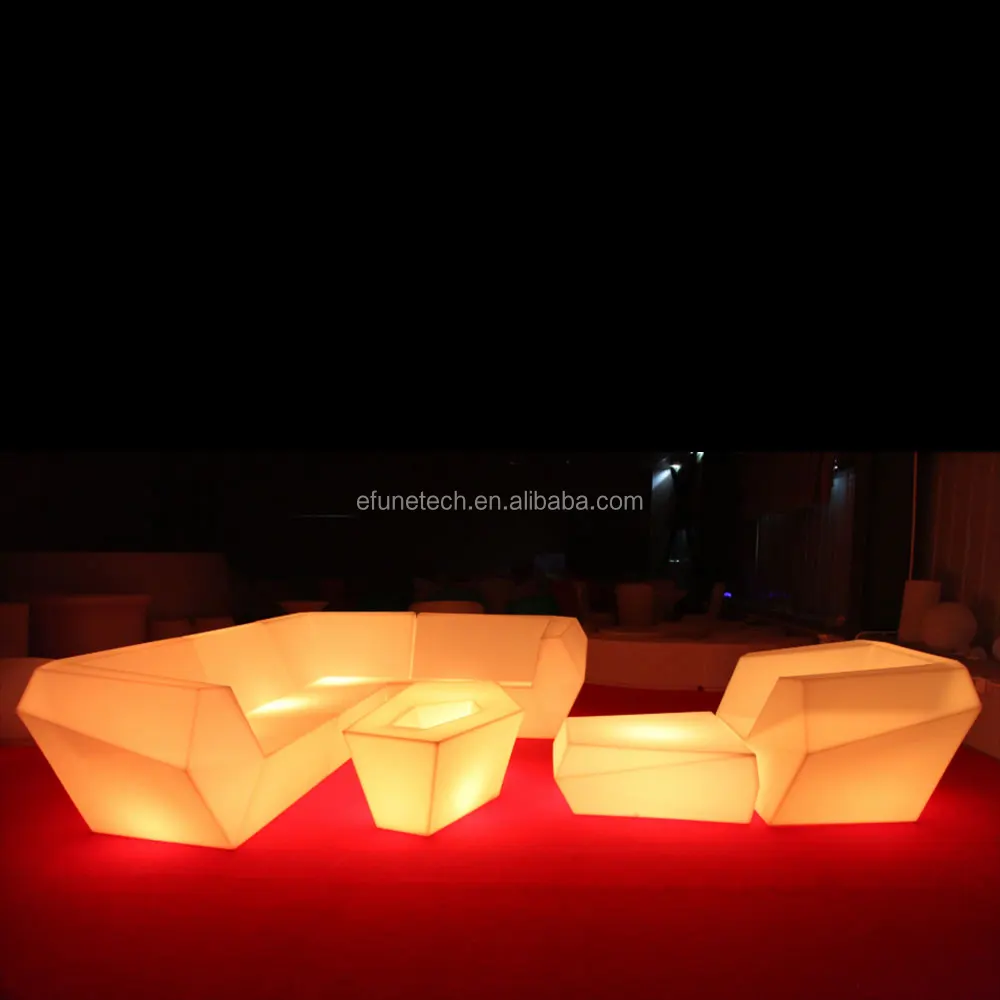 Nightclub KTV Modern Furniture Remote Rgb Color Illuminated Led Salon Events Bar Sofa Seat Light Up Led Sectional Sofa