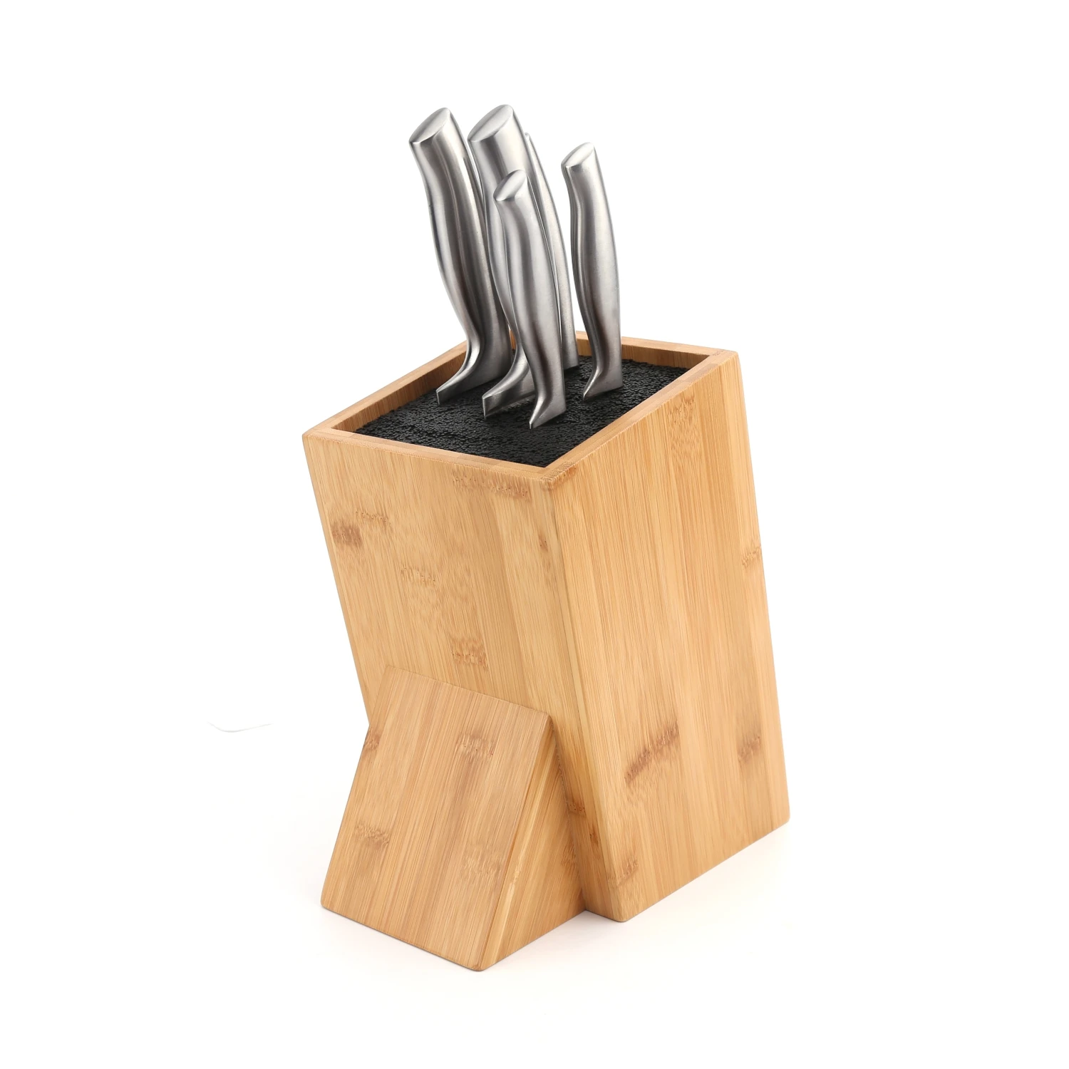 Two-Tiered Slot-Less Safe Storage for Large & Small Knives and Utensils Knife Organizer Detachable Bamboo Universal Knife Block
