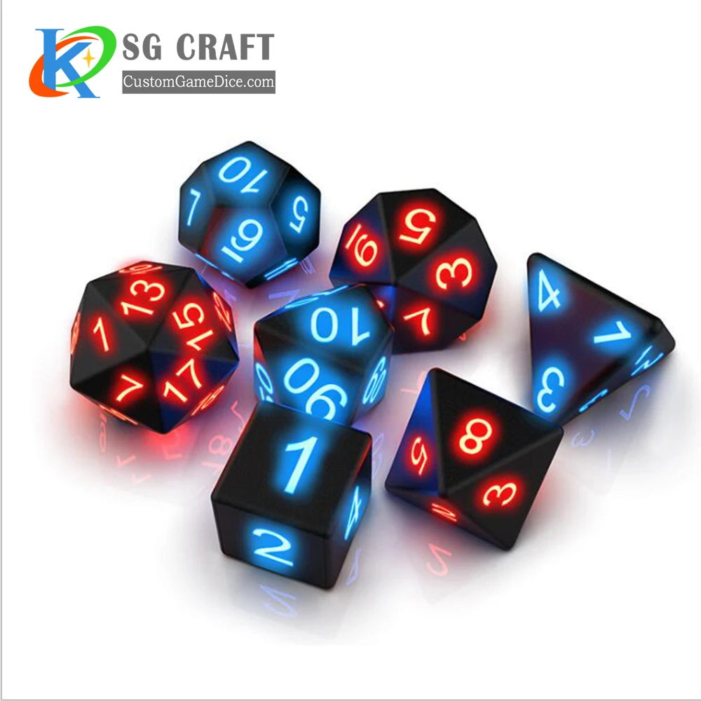 Оптовая продажа настольная игра DND многогранная 7 шт. в наборе игральные кости для Хэллоуина светодиодные светящиеся