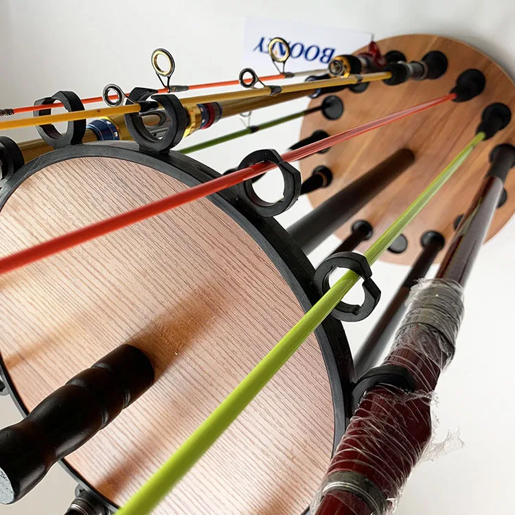 Booney 15pcs fishing rod display  rack wooden fishing rod stand holder 15pcs