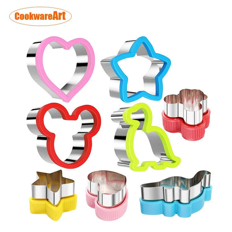 
2019 Amazon sandwich cutters set for kids vegetable fruit cutter shape stainless steel cookie cutter and food decoration tools 