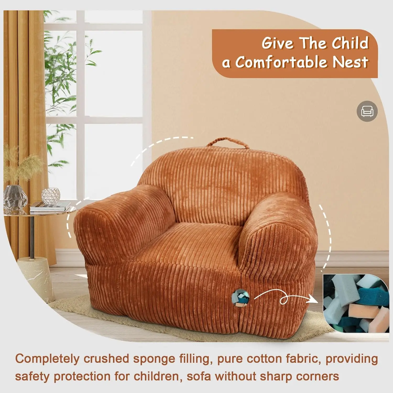 Ultra Soft Bean Bag Sofa Chair for Kids Contemporary Design Reading Couch Lazy Sofa for Living Room to go sofa