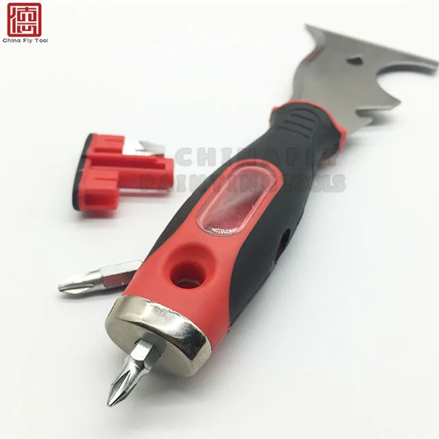 
CTSC012 Top quality 15 in 1 rubber handle stainless steel mirror polishing blade sharp edge scraper putty knife 