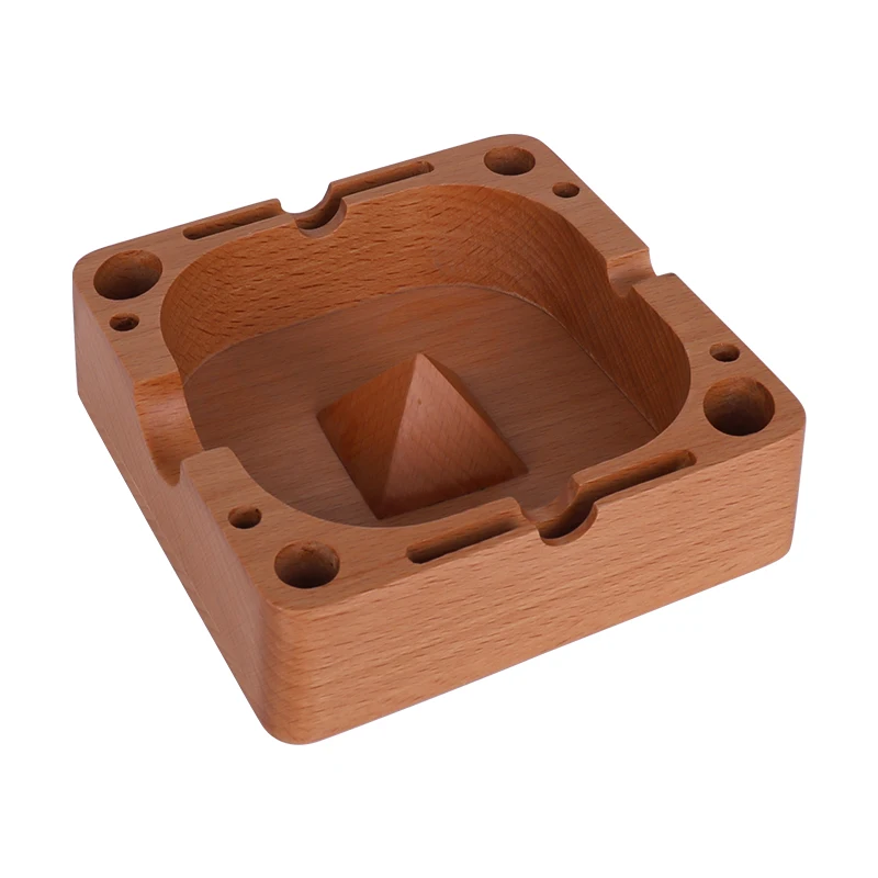 Gunter Factory Direct Beech Wooden Square Luxury Ashtray For Smoke Shop Supplies Wholesale Smoking Accessories Ash Holder