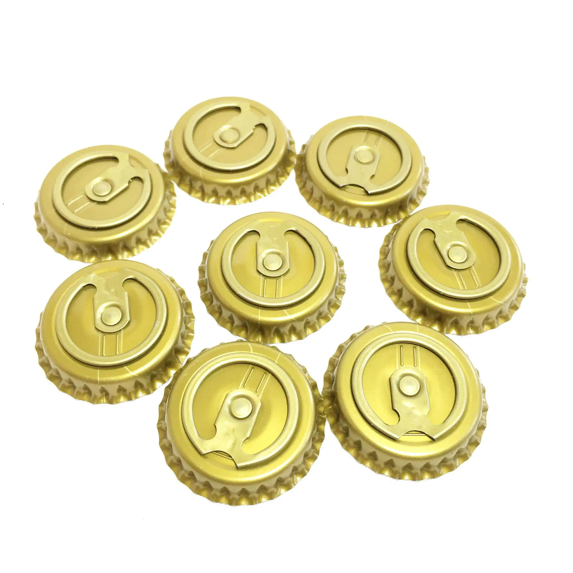 26 mm Non Spill Tinplate Beer Bottle Lids Metal Easy Open Cap Wholesale 26mm Pull Ring Caps