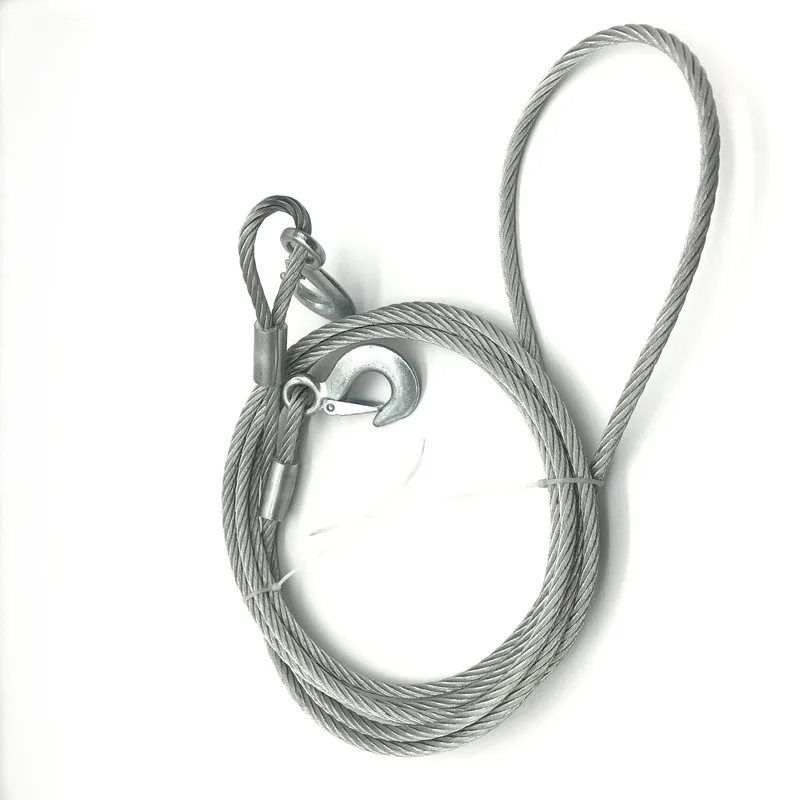 Heavy Duty Car Camping Recovery Steel Tow Pull Strap Rope With Hook Emergency Car tow rope