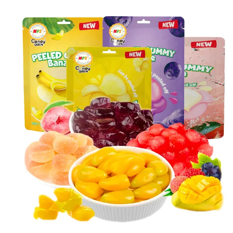Private Label Mango Peelable Candy Sweets Hot Sell Bulk Peeling Soft Jelly Candy Gummy Bonbons For Kids